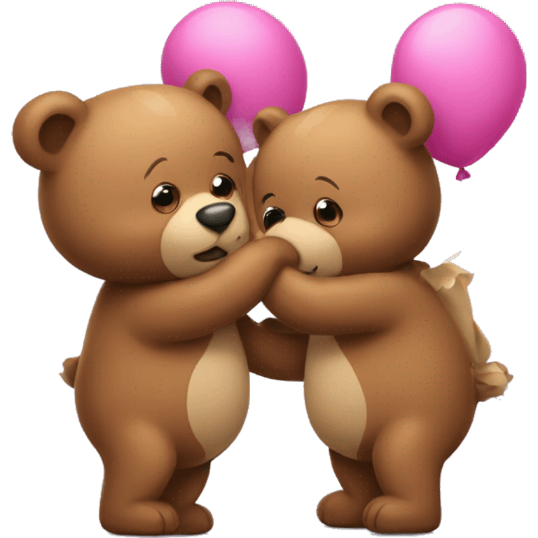 Bears kissing with balloon emoji