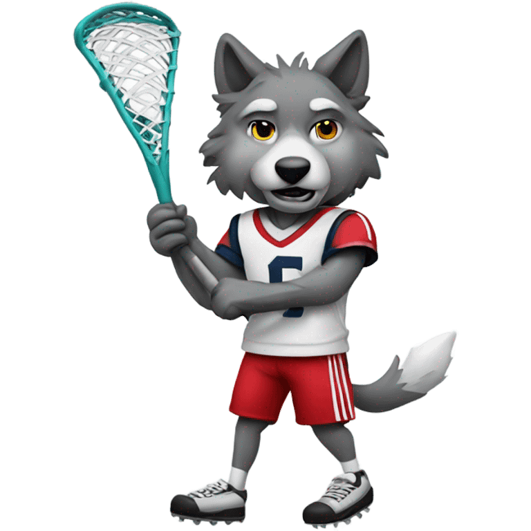 Wolf playing lacrosse emoji