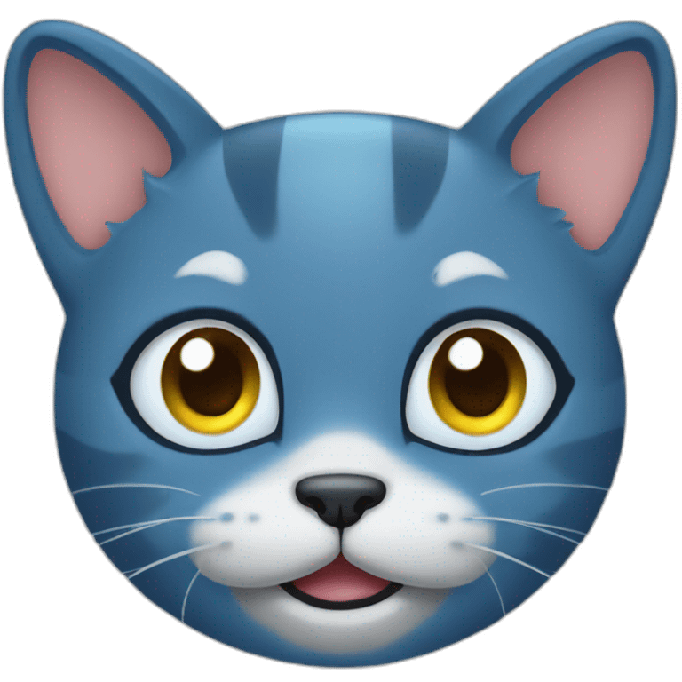 Blue cartoon cute cat face emoji