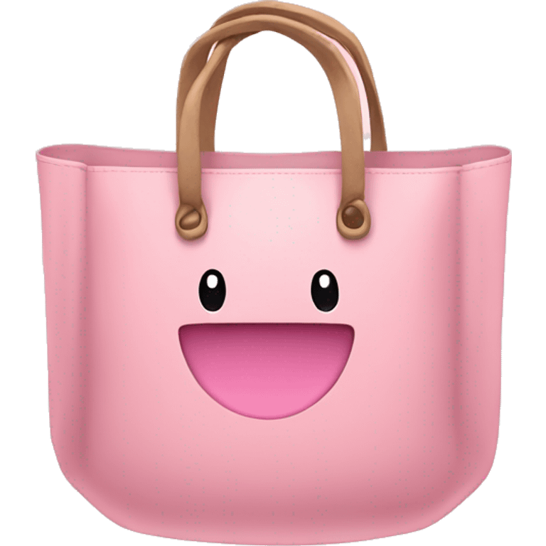 An emoji of an applestore bag in pastel pink emoji