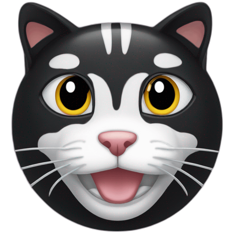 Black cat with a white stripe in the center of his face emoji