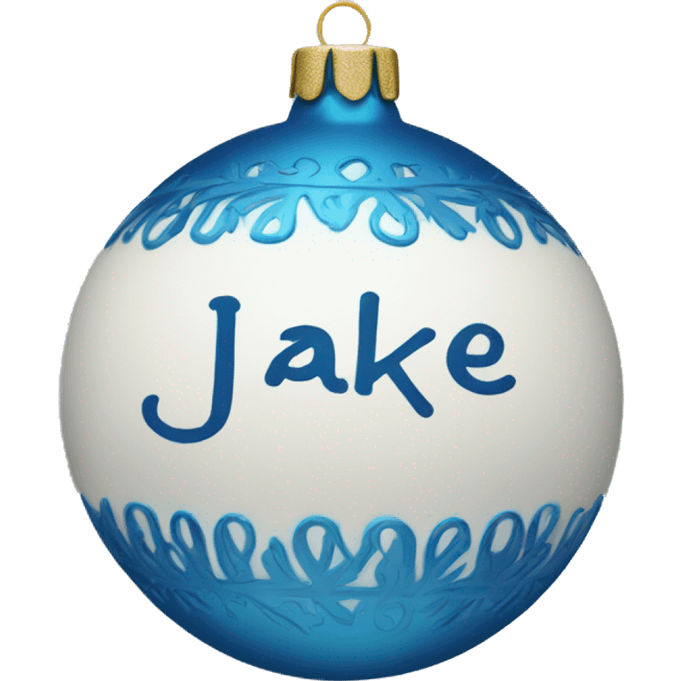 blue ornament with the name jake on it in cursive  emoji