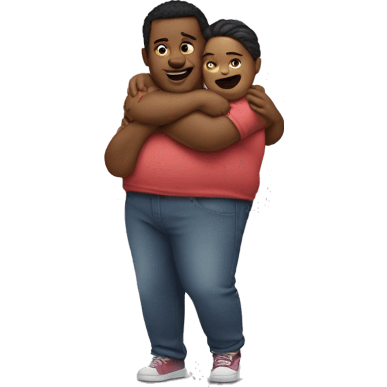 Fat boy hug slim girl emoji