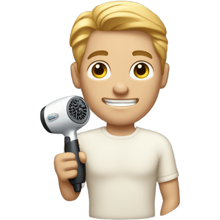 White Male god using a hair dryer  emoji