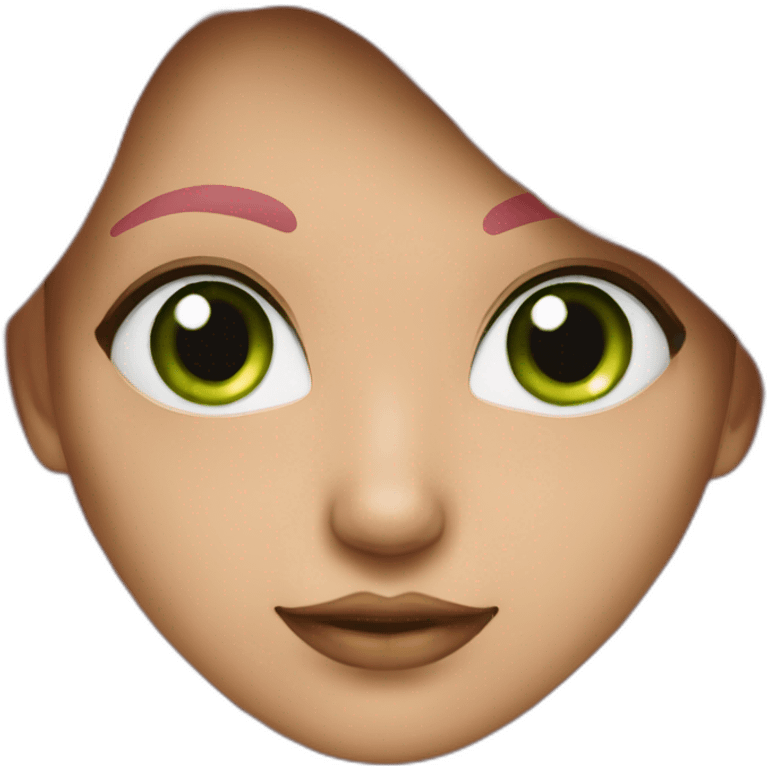 Femme au cheveux rose et vert comme c yeux emoji