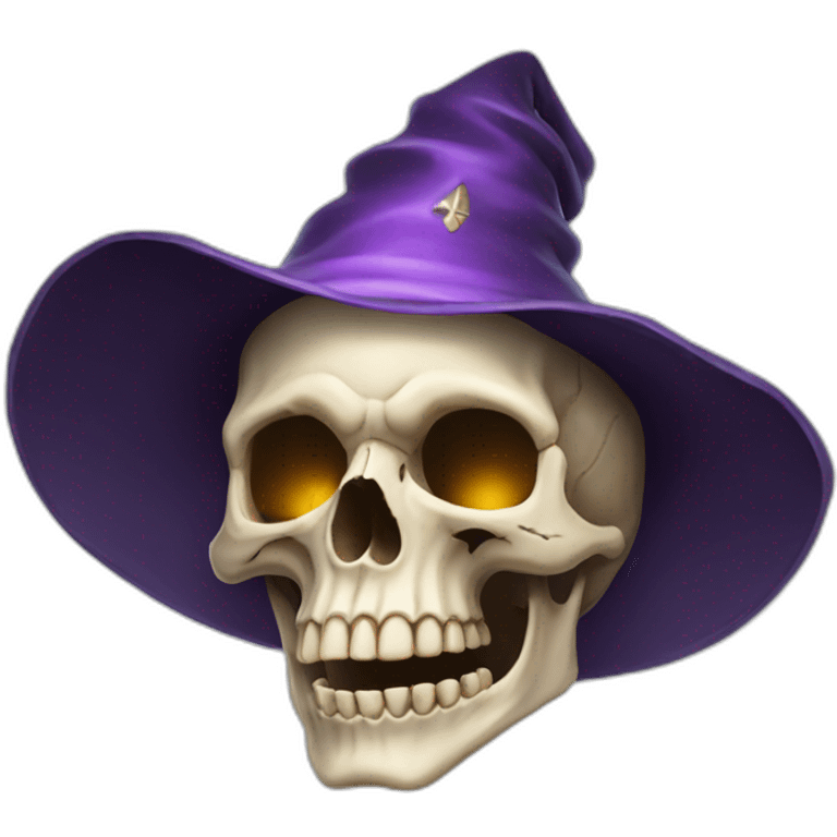 Human skull with a wizard hat emoji