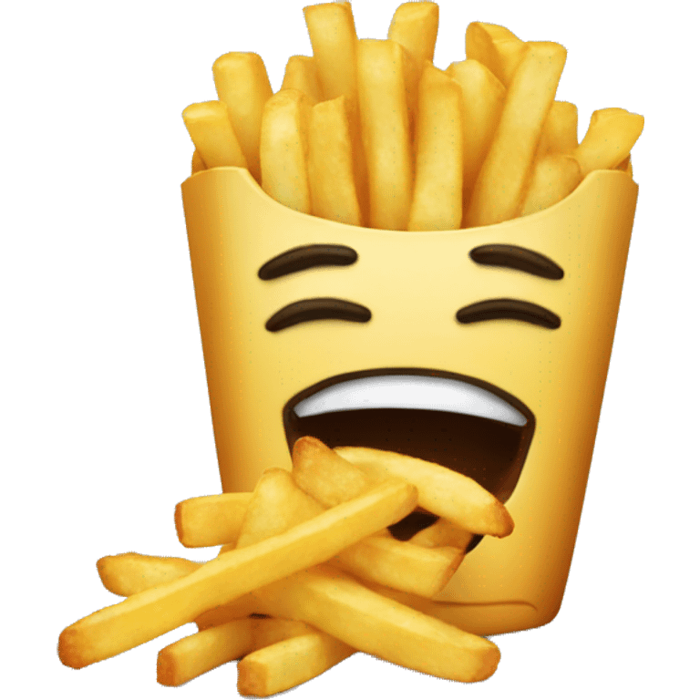 An emoji that eating fries while crying, I like a tears of joy emoji