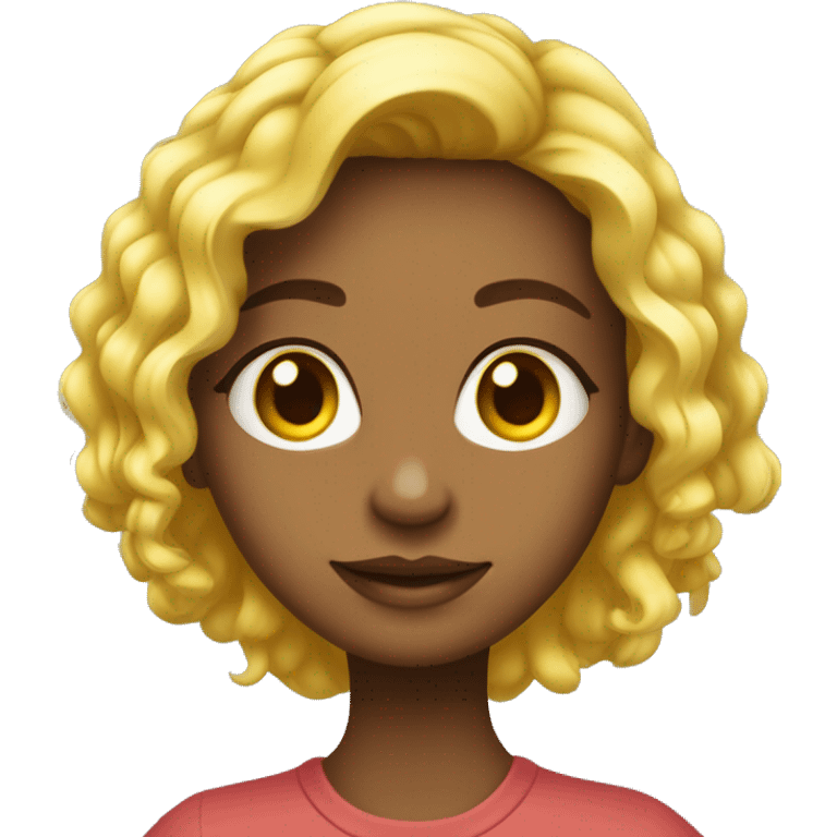 sou uma menina criança com cabelo loiro amarelo liso comprido olho castanho emoji