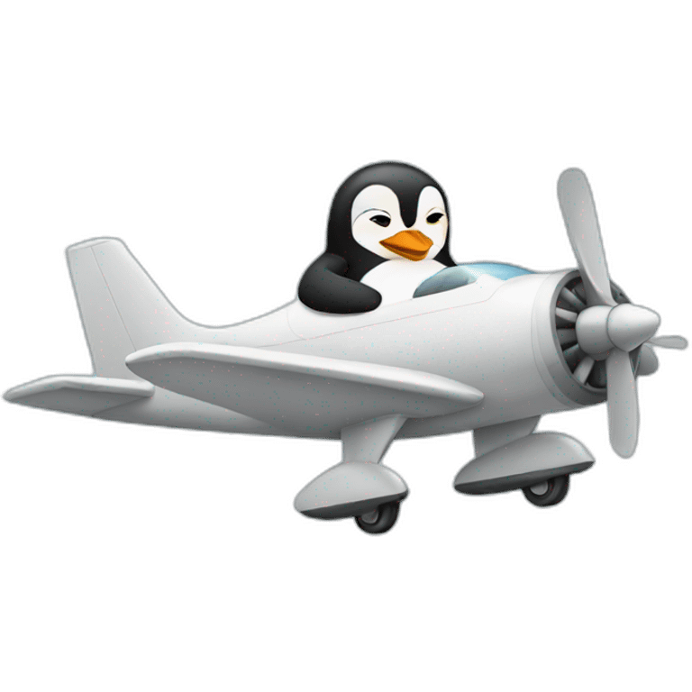 penguin driving a plane emoji