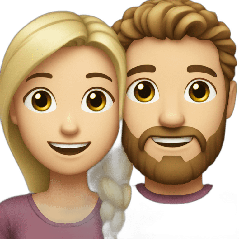 A happy couple, blond skiny girl with green eyes and brown haired and bearded man with dark brown eyes emoji