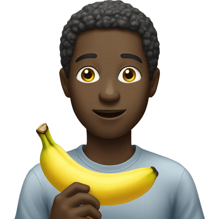 african male eating banana emoji