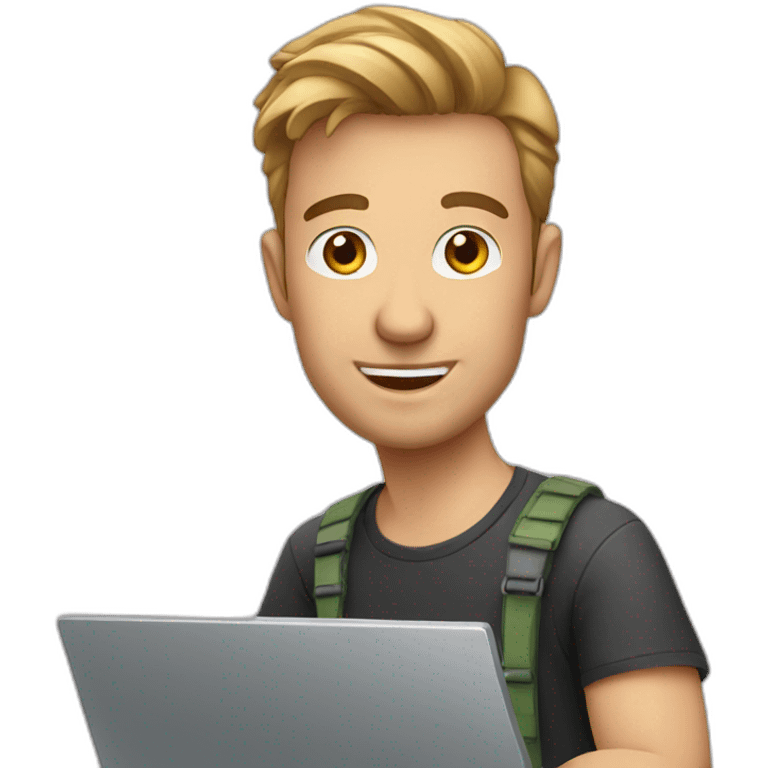 european guy using laptop emoji