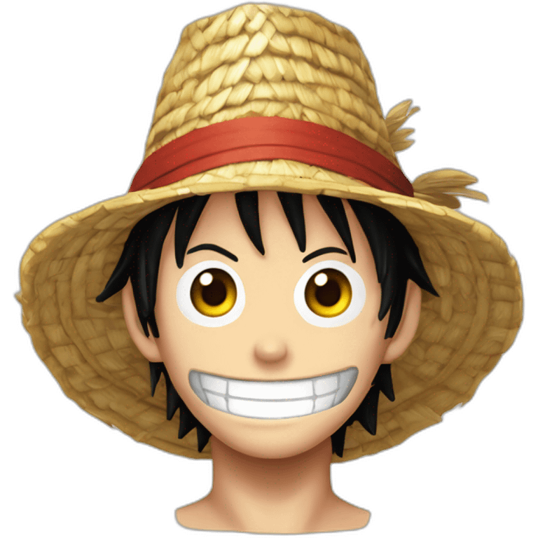 Luffy adulte avec cicatrice sur le ventre, et sous l’œil, et son chapeau de paille One piece emoji