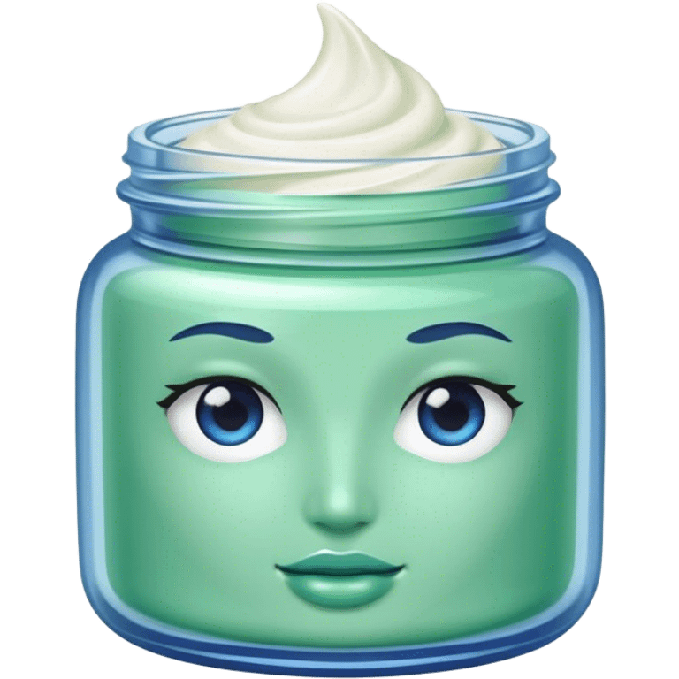 blue and green aesthetic jar of face cream  emoji