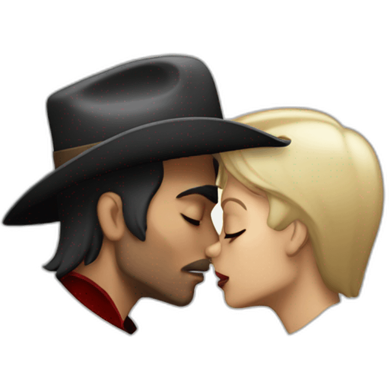 Very developed Cowboy kissing male vampire emoji