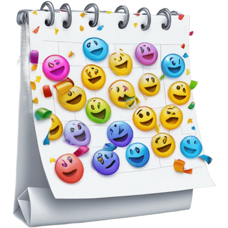 calendario con confeti emoji