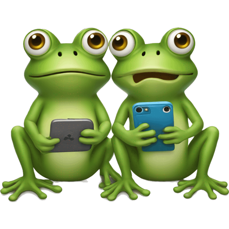 two frog with a phone in his hands emoji