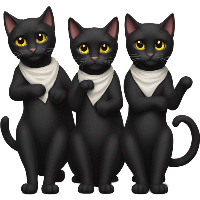 Three black cats as rockstars emoji