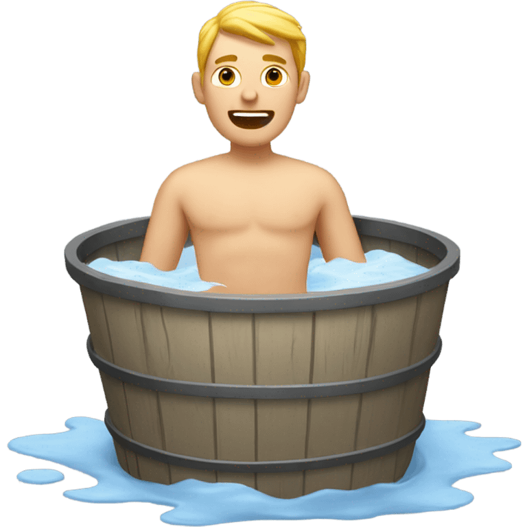 Denton style bathing with a bucket white male emoji