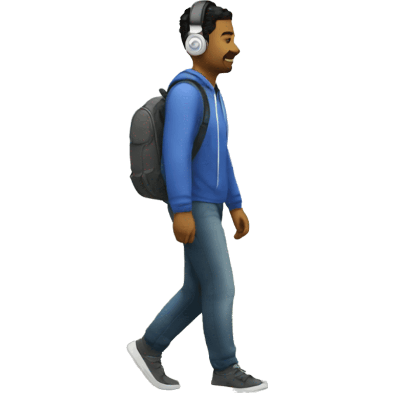 A man walking in a park with headphones  emoji