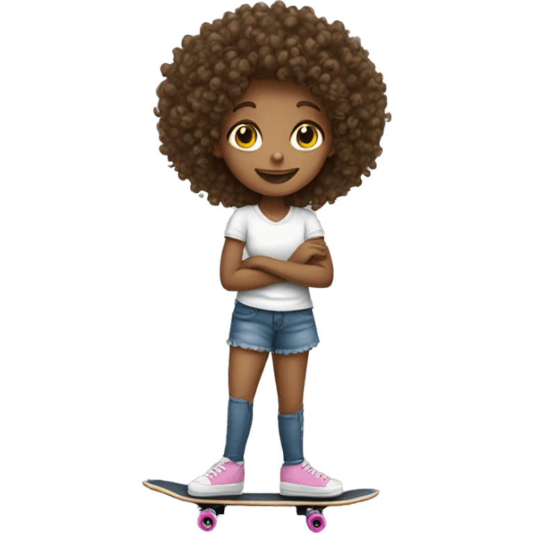 Curly haired girl on a skate emoji