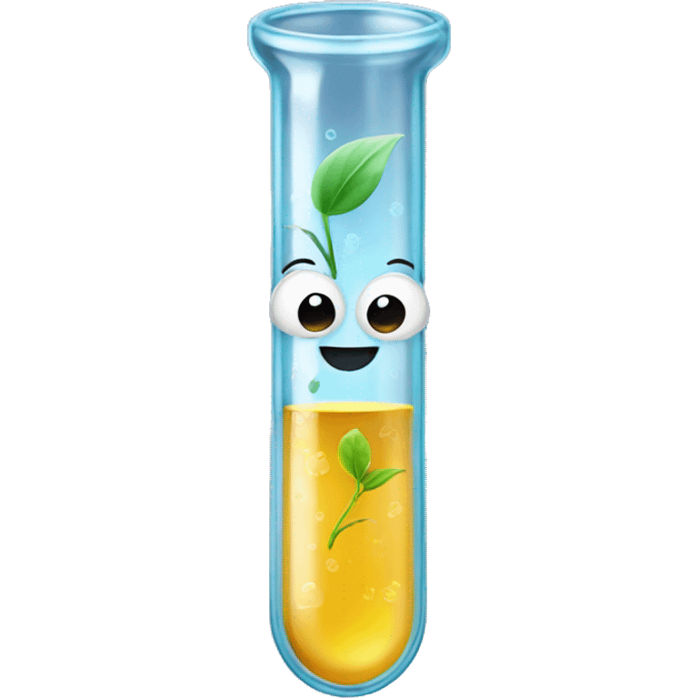 A test tube with a smiling face on it emoji