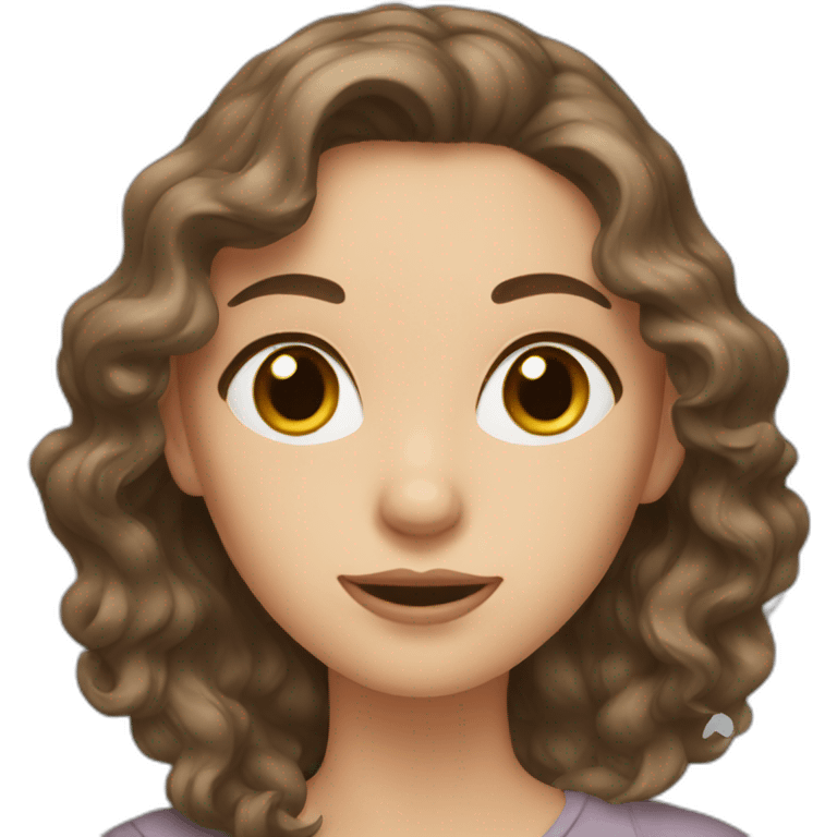 lady with grey eyes and wavy brown hair  emoji