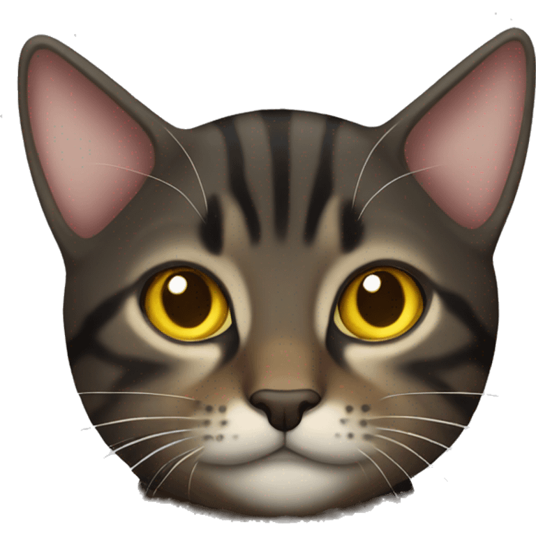 Black and brown tabby cat with yellow eyes emoji