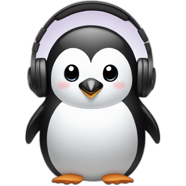 Penguin with headset emoji