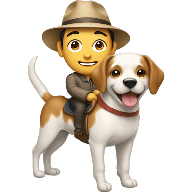 An Asian man riding a dog in a hat emoji