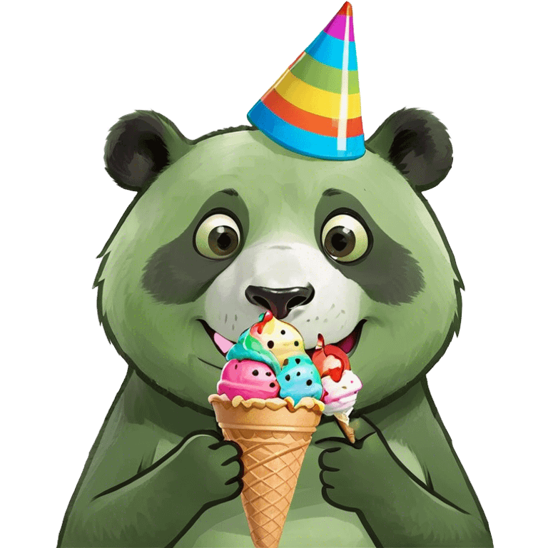 Panda eating ice cream emoji