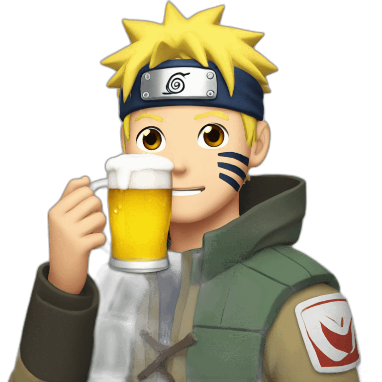 naruto drinking a beer emoji