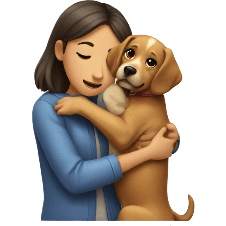 a dog huging a girl dog emoji