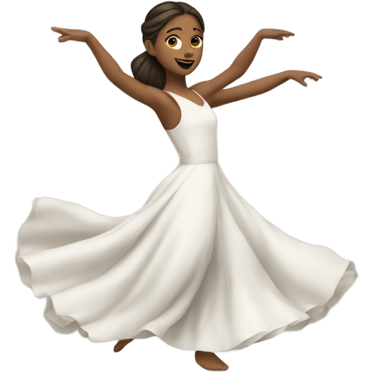 a girl in a white long dress dances a national Caucasian dance emoji