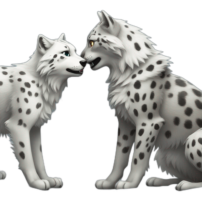 Wolf and snow leopard playing emoji