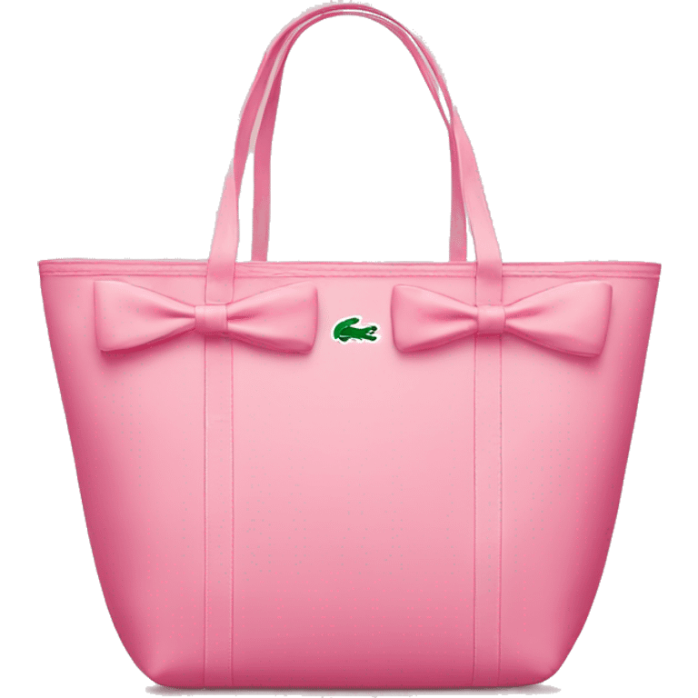 pink lacoste tote bag with bow emoji