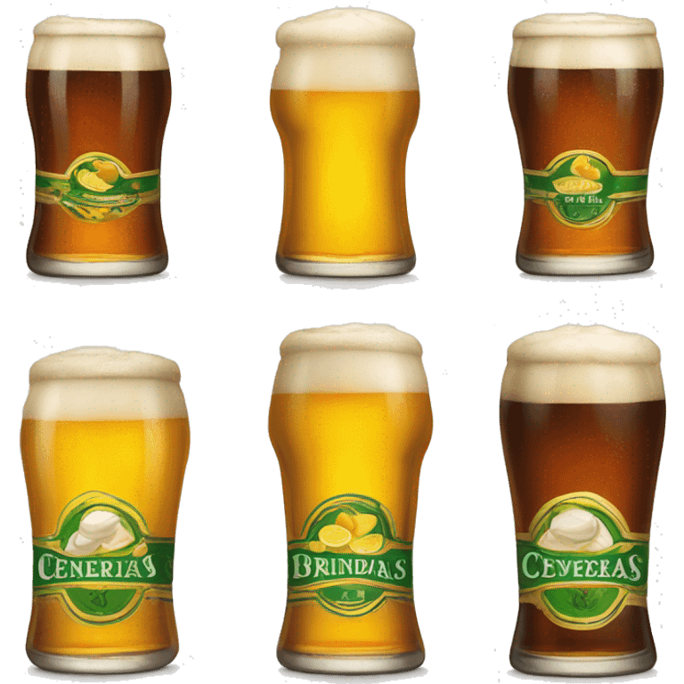 Tres jarras de cervezas y brindando emoji