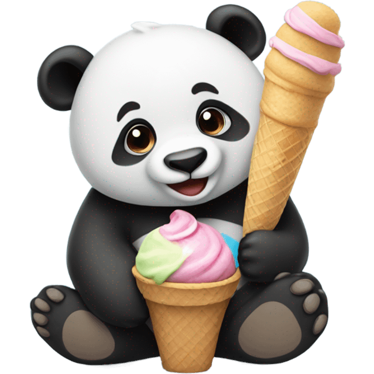 Panda eating ice cream emoji