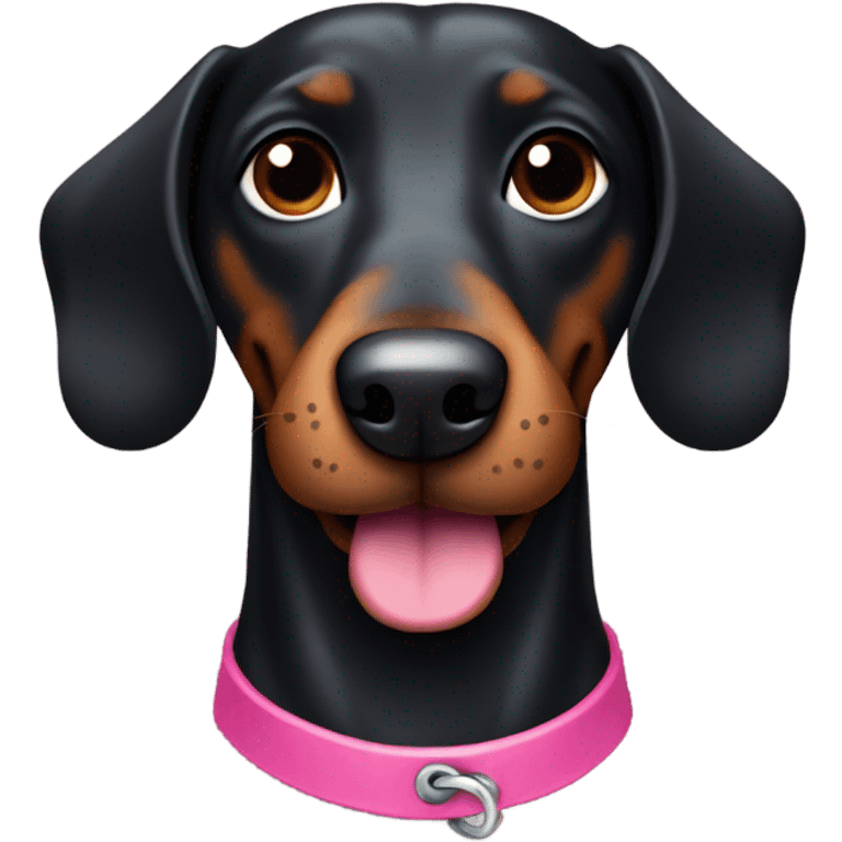 cute dark wiener dog with pink collar emoji