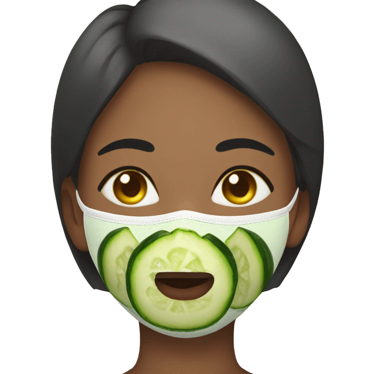 a girl with a cucumber face mask emoji