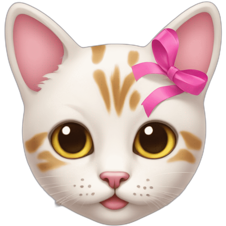 Cute cat with pink ribbon  emoji