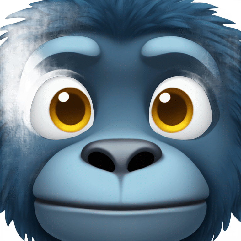 Create an emoji of a cute stuffed gorilla that has dark blue fur and light blue skin. Super cute and very very chubby. Make him smiling and very fluffy  emoji