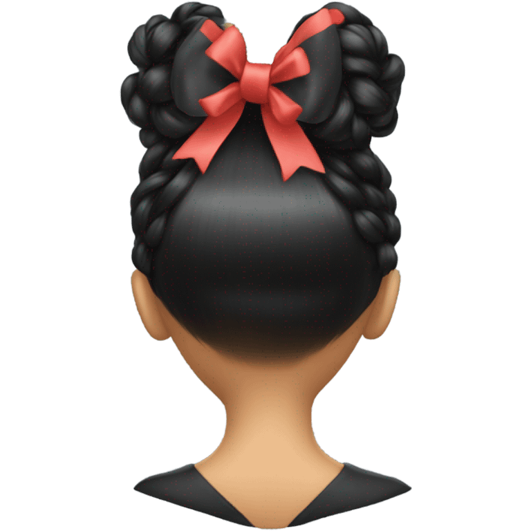 black open hair from behind with a light red bow emoji