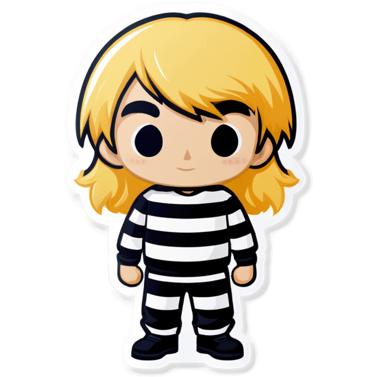 Robber with white stripes and blonde hair emoji