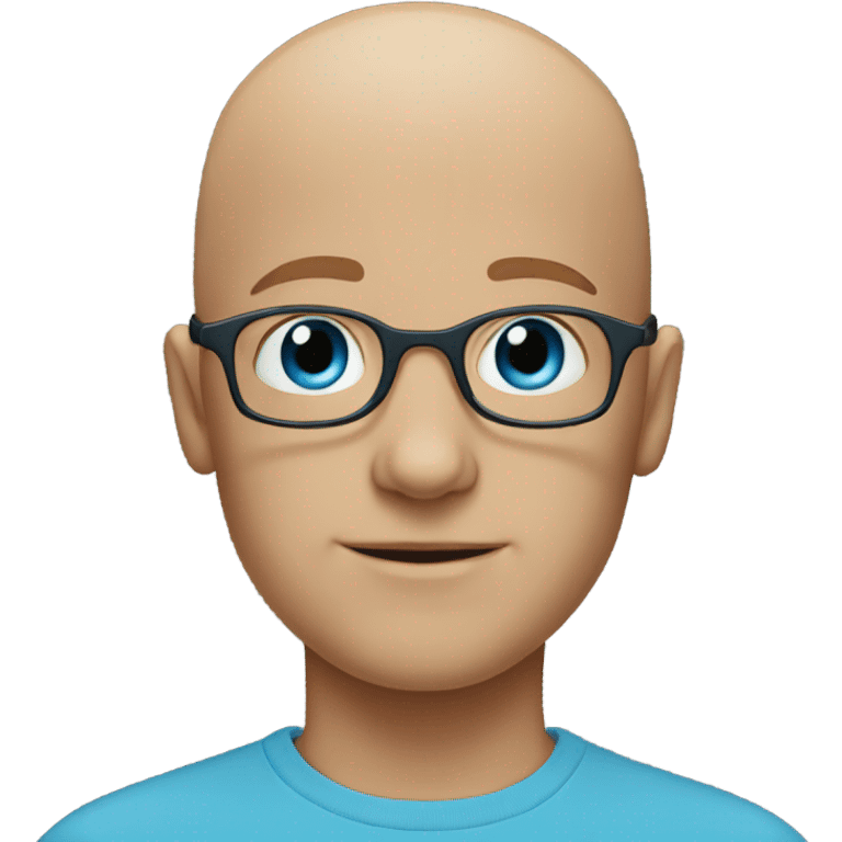 Blue-eyed bald boy with glasses emoji