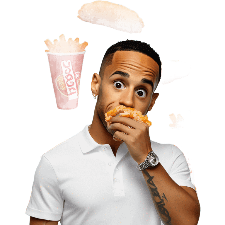 Lewis hamilton eating popeyes emoji