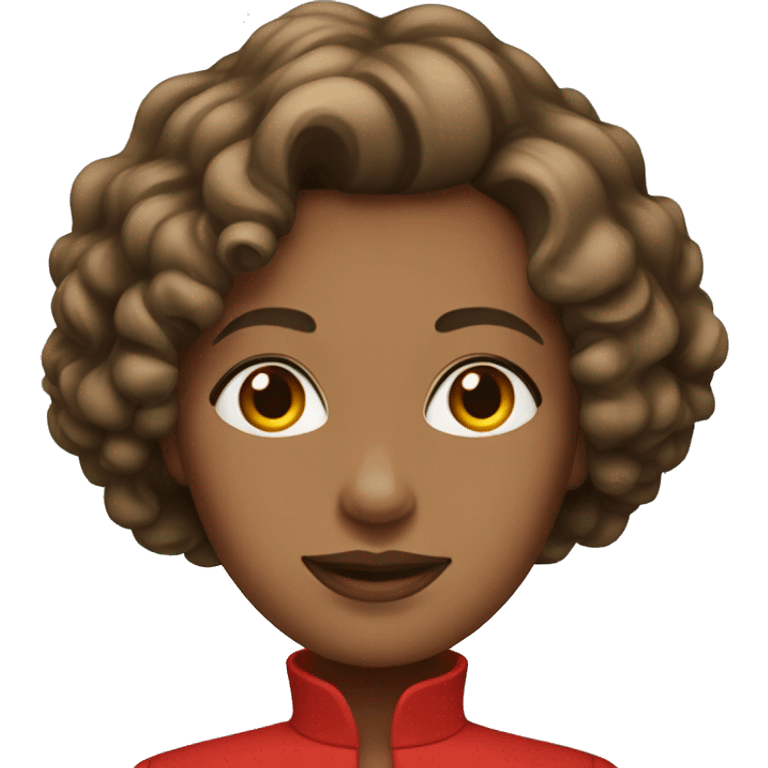 woman with curly bob hair and red elegant clothes emoji