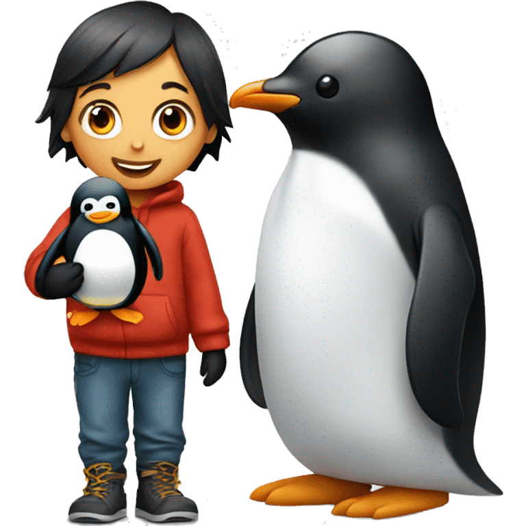 child with penguin emoji