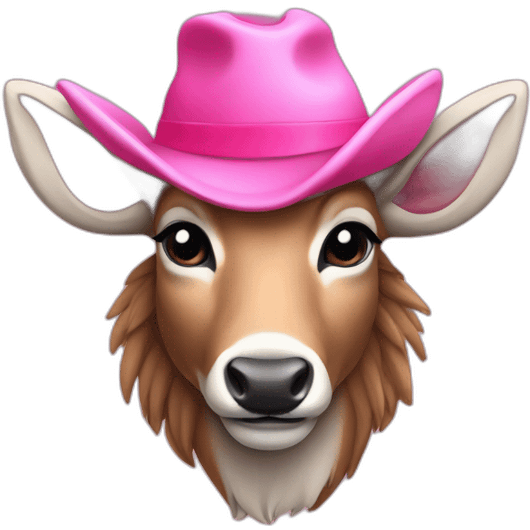 A humanoid deer with a Big pink hat emoji