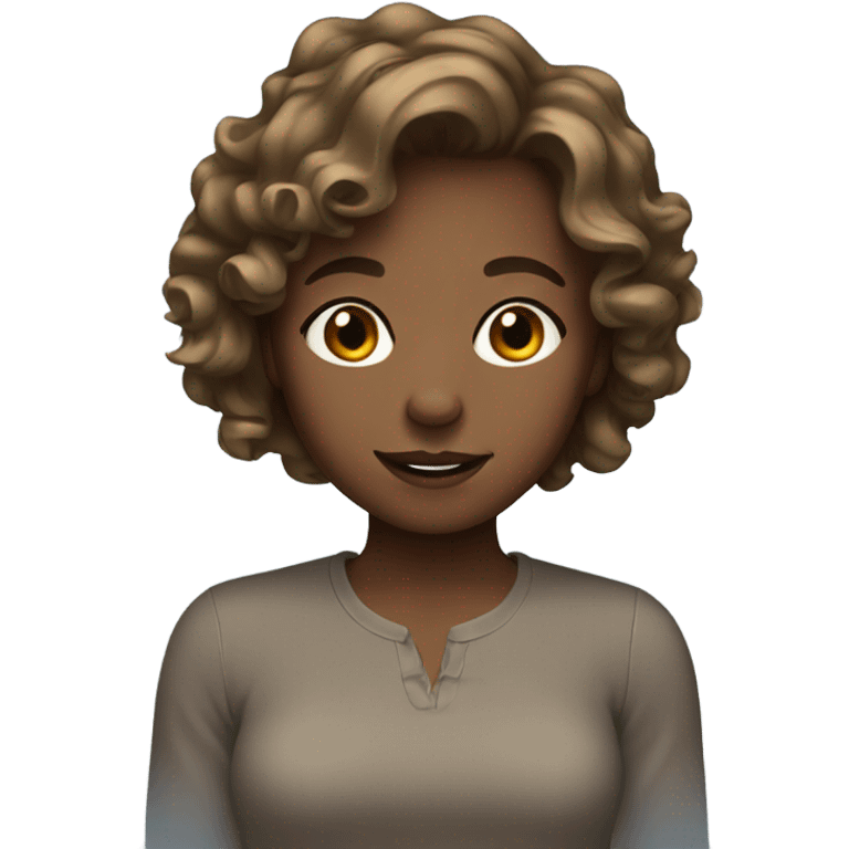 Girl with short wavy brown hair emoji